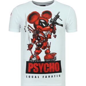 Psycho Mouse - Leuke T shirt Mannen - 6321W - Wit