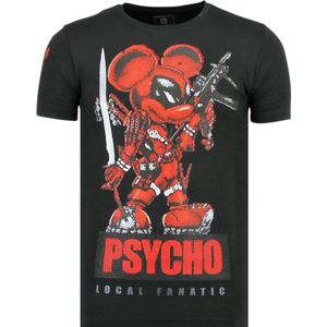 Psycho Mouse - Bedrukte T shirt Mannen - 6321Z - Zwart
