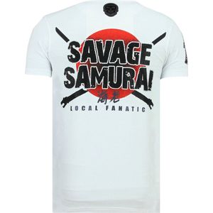 Savage Samurai - Stoere T shirt Heren - 6327W - Wit