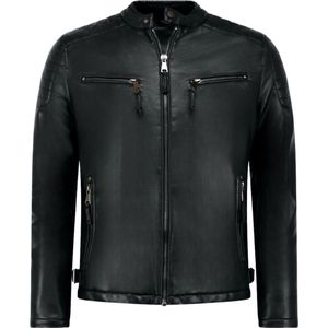 Imitatie leren jas heren - Biker Jack - Zwart