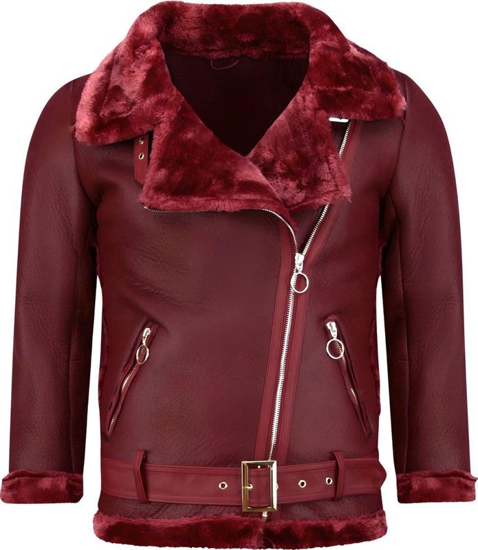Imitatielammy Coat - Dames - Bordeaux - 100% Polyester - Warm Model