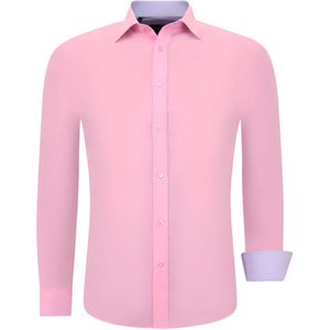Tony Backer - Slim Fit Blouse - Heren Overhemden Italiaans - Kleur: Zie Afbeelding - 95% Katoen