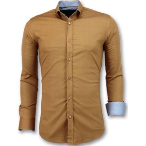 Italiaanse Blanco Overhemden Heren - Slim Fit - 3033 - Bruin