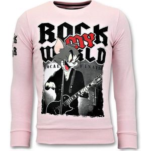 Local Fanatic - Rock My World Cat - Heren Trui - Roze - Katoen/Lycra