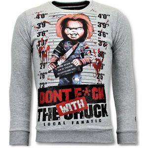 Exclusieve Heren Trui - Bloody Chucky Angry Print - Grijs