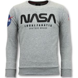 Exclusieve Sweater Heren - Nasa American Flag - Grijs