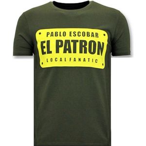 Heren T shirts met Print - Pablo Escobar El Patron - Groen