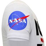 T-shirt Heren met Opdruk - Nasa American Flag Shirt - Wit