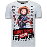 Heren T shirt met Print - Bloody Chucky Angry - Wit