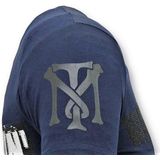 Heren T shirt met Print - Shooting Duck Gun - Blauw