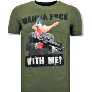 Exclusieve T-shirt Mannen - Shooting Duck Gun - Groen