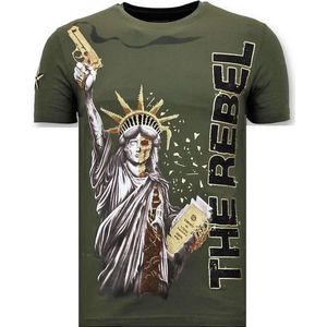 Heren T-shirt met Rhinestone - The Rebel - Groen