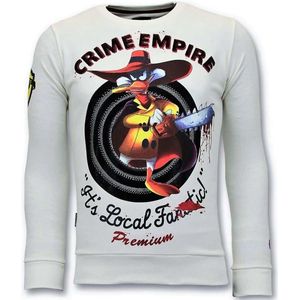 Luxe Heren Sweater - Crime Empire - Wit