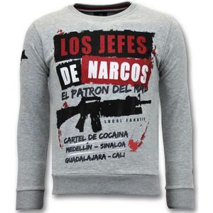 Exclusieve Sweater Heren - Los Jefes De Narcos - Grijs