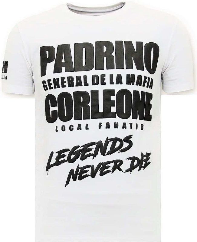Exclusieve T-shirt Heren - Padrino Corleone - Wit