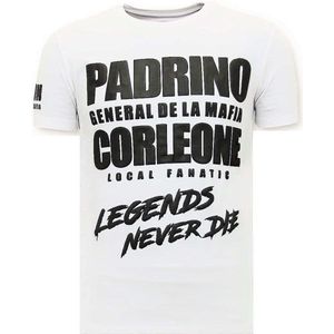 Exclusieve T-shirt Heren - Padrino Corleone - Wit