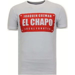 Luxe Heren T-shirt - Joaquin Guzman El Chapo - Wit