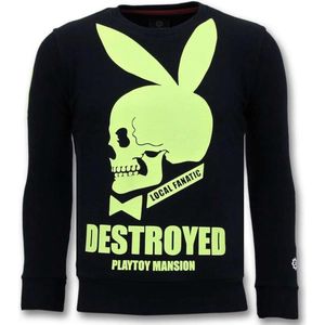 Local Fanatic - Destroyed Playtoy - Sweater - Navy / Zwart - Katoen / Polyester