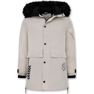 Enos - Parka - Beige - Heren - Met Faux Bontkraag
