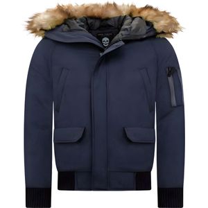 Enos - Korte Winterjas - Groen - Met Faux Bontkraag