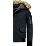 Korte Heren Winterjas - Met Faux Bontkraag - Zwart