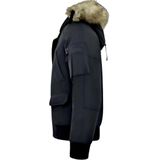 Korte Heren Winterjas - Met Faux Bontkraag - Zwart