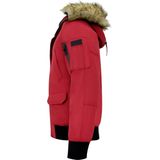 Korte Heren Winterjas - Met Faux Bontkraag - Rood