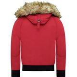 Korte Heren Winterjas - Met Faux Bontkraag - Rood