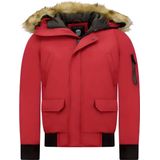 Korte Heren Winterjas - Met Faux Bontkraag - Rood