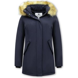 Matogla Winterjas met imitatie bontkraag slim fit
