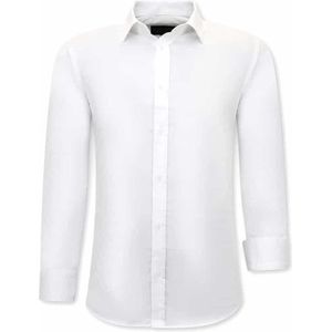 Tony Backer - Slim Fit Overhemd - Zwart - Luxe Trendy Blanco