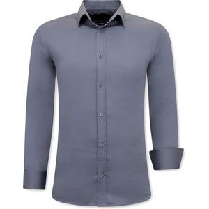 Tony Backer - Speciale Blanco Overhemden - Grijs - Slim Fit
