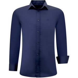 Tony Backer - Aparte - Slim Fit Overhemden - Navy - Lange Mouwen