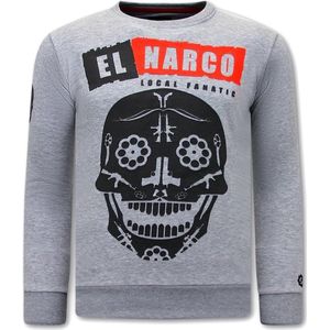 Heren Sweater met Print - El Narco - Grijs