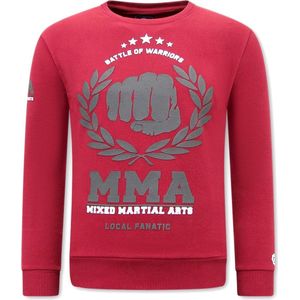 Heren Sweater met Print - MMA Fighter - Bordeau