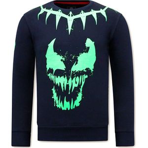 Heren Sweater met Print -Venom Face Neon - Blauw