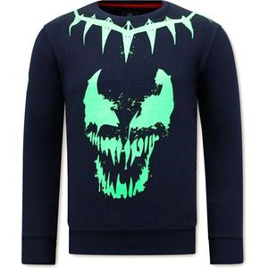 Heren Sweater met Print -Venom Face Neon - Blauw