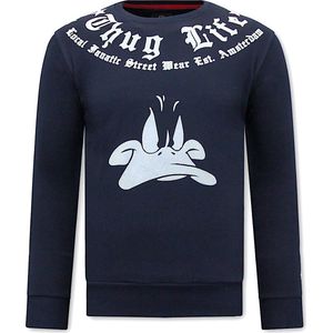 Heren Sweater met Print - Thug Life - Blauw