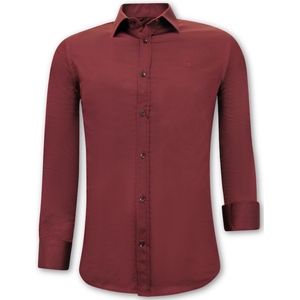 Luxe Blanco Heren Satijn Blouse - Slim Fit - 3072- Bordeaux