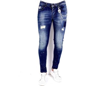 Exclusieve Jeans met Verfspatten Heren - 1010 - Blauw