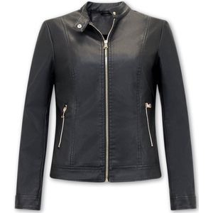 Imitatieleren Jasje - Zwart - 100% Kunstleer - Getailleerd Slim Fit