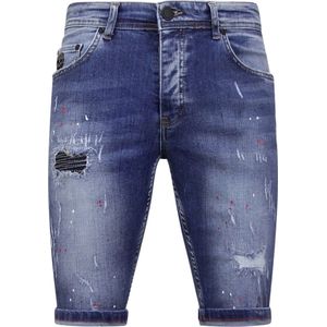 Korte Broek met Verfspatten Heren - 1043 - Blauw
