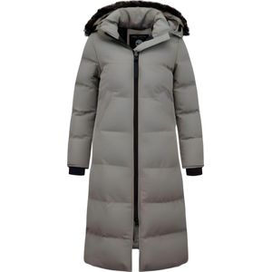 Matogla - Extra Lange Parka - Grijs - Dames Winterjas - Nep Bontkraag