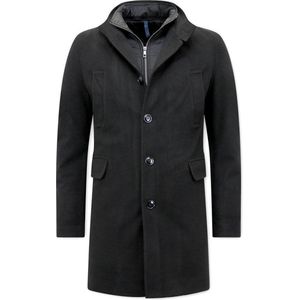 Klassieke Lange Heren Mantel met rits - Zwart