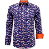 Gentile Bellini - Heren Overhemd - Bruin - Auto Print - Slim Fit