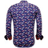 Gentile Bellini - Heren Overhemd - Bruin - Auto Print - Slim Fit