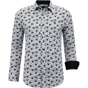 Tony Backer - Luxe Satijn Dierenprint Overhemd - Zwart - Lange Mouwen - Slim Fit