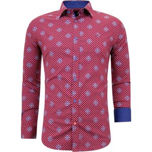 Tony Backer - Overhemd met Print - Blauw - Katoen - Slim Fit
