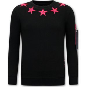 LF Amsterdam - Royal Stars - Heren Sweater - Zwart / Roze - 84% Katoen, 16% Polyester