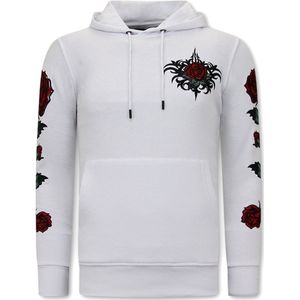 Heren Hoodie - Love & Roses - Wit